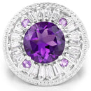 5.58 Carat Genuine Amethyst and White Topaz .925 Sterling Silver Ring