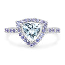 1.41 Carat Genuine Aquamarine & Tanzanite .925 Sterling Silver Ring