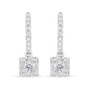 14K White 1/2 Cttw Round Diamond Halo Dangle Hook Earring - (H-I Color, SI2-I1 Clarity)