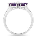 1.35 Carat Genuine Amethyst and Created White Sapphire .925 Sterling Silver Ring