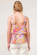 And The Why Square Neck Tiered Paisley Printed Top