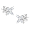 14K White Gold 1/2 Cttw Marquise Diamond 8 Stone Floral Leaf Stud Earrings (H-I Color, SI1-SI2 Clarity)