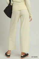 Umgee Cotton Viscose Folded Waistband Straight Leg Pants