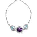 .925 Sterling Silver Oval Amethyst and Pear Blue Topaz with Diamond Accent Lariat 4â€-10†Adjustable Bolo Bracelet (H-I Color, SI1-SI2 Clarity)