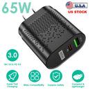 65W Type C Fast Wall Charger PD QC3.0 Adapter Fit for IOS Phone 14 13 12 11 Samsung S22 S21 Switch MacBook iPad