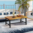 Acacia Wood Coffee Table with Thickened Top and Heavy-duty Metal Legs