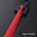 Mens Business Formal Zipper Tie With Blue Stripes