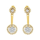 14K Yellow Gold Plated .925 Sterling Silver 5/8 Cttw Diamond Removable Stud and Dangle Earrings (I-J Color, I2-I3)