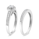 .925 Sterling Silver 1/2 Ctw Diamond Halo and Milgrain Engagement Ring Bridal Set (I-J Color, I3 Clarity) - Ring Size 7