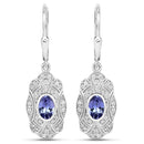 1.12 Carat Genuine Tanzanite and White Topaz .925 Sterling Silver Earrings
