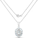 1.89 Carat Genuine Aquamarine and White Topaz .925 Sterling Silver Pendant