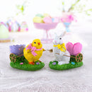 Set of 2 Spring Chick and Bunny Egg Holder Figurines 5 Inches Tall