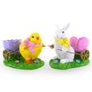 Set of 2 Spring Chick and Bunny Egg Holder Figurines 5 Inches Tall