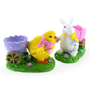 Set of 2 Spring Chick and Bunny Egg Holder Figurines 5 Inches Tall