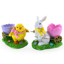 Set of 2 Spring Chick and Bunny Egg Holder Figurines 5 Inches Tall