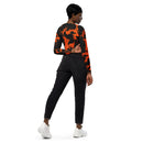 Black and Orange Spooky Paint Splatter Graffiti Long-Sleeve Fitted Crop Top