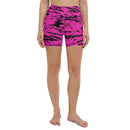 Pink and Black Rave Glitch Splatter Yoga Shorts w/ Inside Pocket