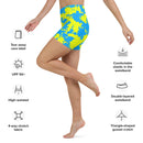 Yellow and Blue Paint Splatter Rave Ready Yoga Shorts w/ Inside Pocket