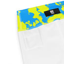 Yellow and Blue Paint Splatter Rave Ready Yoga Shorts w/ Inside Pocket