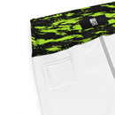 Black Lime Bolt Glitch Rave Ready Yoga Shorts w/ Inside Pocket
