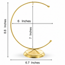 Crescent Moon Gold Metal Ornament Display Stand 8.8 Inches