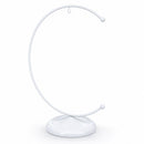 Crescent Moon White Painted Metal Ornament Display Stand 8.8 Inches