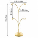 4-Arm Tree Branch Gold Metal Ornament Display Stand 12 Inches