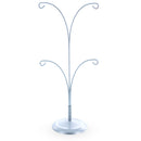 4-Arm Tree Branch Silver Metal Ornament Display Stand 12 Inches