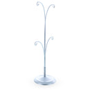 4-Arm Tree Branch Silver Metal Ornament Display Stand 12 Inches