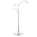 3-Arm Botanical Style Silver Metal Ornament Display Stand 12 Inches