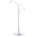 3-Arm Botanical Style Silver Metal Ornament Display Stand 12 Inches