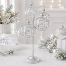 5-Arm Scroll Tree Branches Silver Metal Ornament Display Stand 14.5 Inches