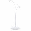3-Arm Botanical Style White Painted Metal Ornament Display Stand 12 Inches