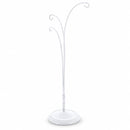 3-Arm Botanical Style White Painted Metal Ornament Display Stand 12 Inches