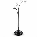 3-Arm Botanical Style Black Painted Metal Ornament Display Stand 12 Inches