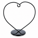 Heart-Shaped Twisted Black Painted Metal Ornament Display Stand 6.2 Inches