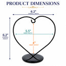 Heart-Shaped Twisted Black Painted Metal Ornament Display Stand 6.2 Inches