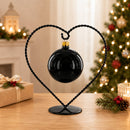 Heart-Shaped Twisted Black Painted Metal Ornament Display Stand 6.2 Inches