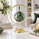 Contemporary Double Circle Gold Metal Ornament Display Stand 8.2 Inches