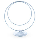Contemporary Double Circle Silver Metal Ornament Display Stand 8.2 Inches (Poland)