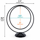 Contemporary Double Circle Black Painted Metal Ornament Display Stand 8.2 Inches