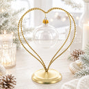 Double Wire Heart Twisted Gold Metal Ornament Display Stand 7.8 Inches