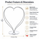 Double Wire Heart Twisted Silver Metal Ornament Display Stand 7.8 Inches
