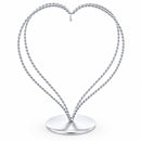 Double Wire Heart Twisted Silver Metal Ornament Display Stand 7.8 Inches