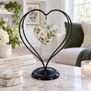 Double Wire Heart Twisted Black Paint Metal Ornament Display Stand 7.8 Inches
