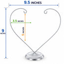 Open-Top Heart Twisted Silver Metal Ornament Display Stand 9 Inches
