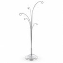5-Arm Scroll Tree Branches Silver Metal Ornament Display Stand 14.5 Inches