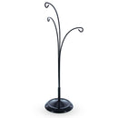 3-Arm Botanical Style Black Painted Metal Ornament Display Stand 12 Inches