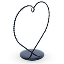 Heart-Shaped Twisted Black Painted Metal Ornament Display Stand 6.2 Inches