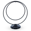 Contemporary Double Circle Black Painted Metal Ornament Display Stand 8.2 Inches